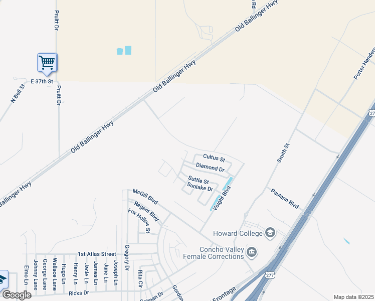 map of restaurants, bars, coffee shops, grocery stores, and more near Paul Ann Blvd in San Angelo