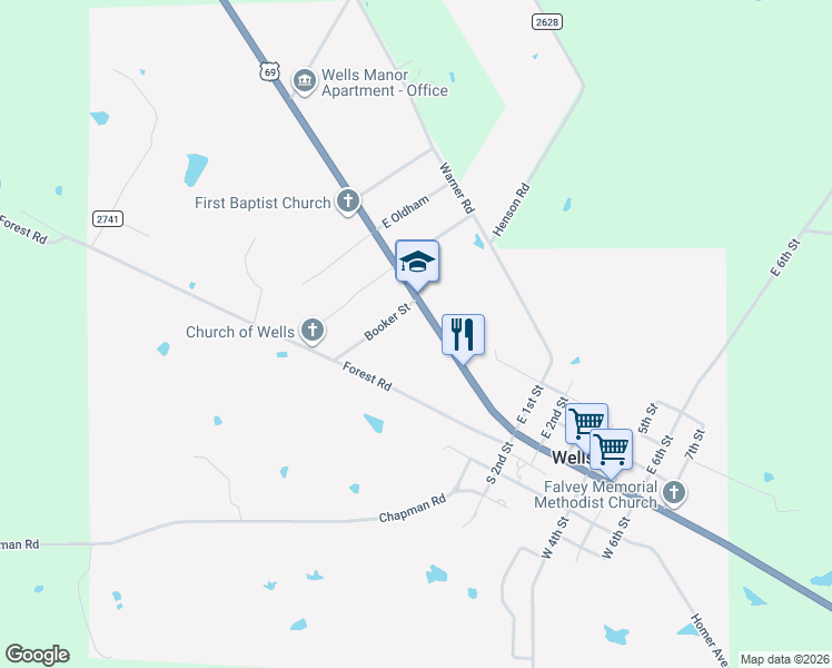 map of restaurants, bars, coffee shops, grocery stores, and more near 251-599 Rusk Street in Alto