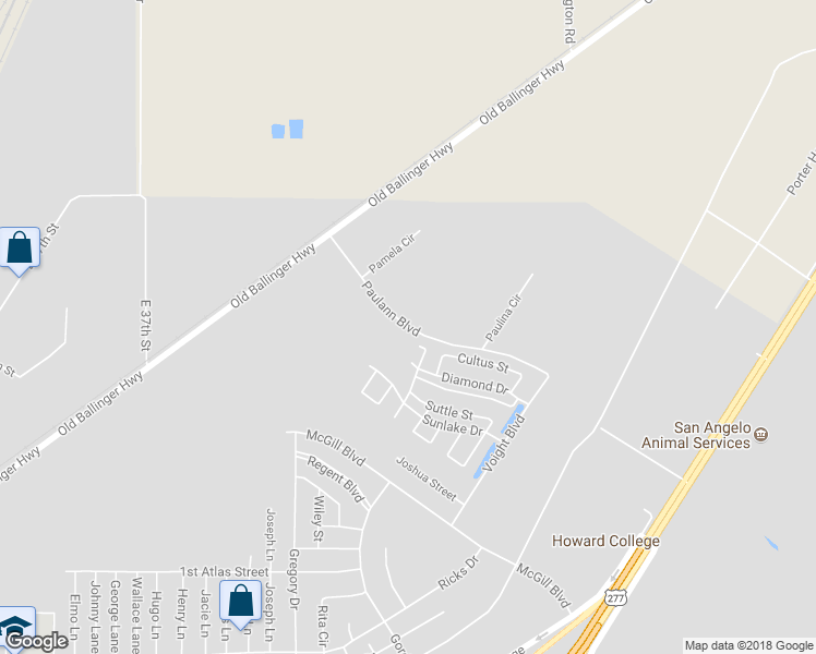 map of restaurants, bars, coffee shops, grocery stores, and more near Paul Ann Blvd in San Angelo