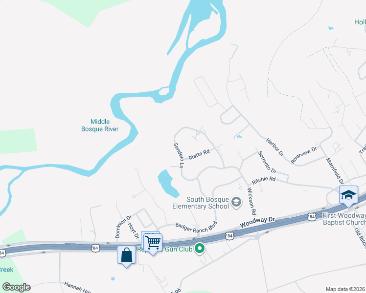 map of restaurants, bars, coffee shops, grocery stores, and more near 15021 Sendero Lane in Woodway