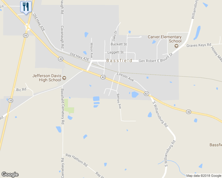 map of restaurants, bars, coffee shops, grocery stores, and more near Washington Avenue in Bassfield