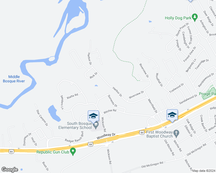 map of restaurants, bars, coffee shops, grocery stores, and more near 13850 Harbor Drive in Waco