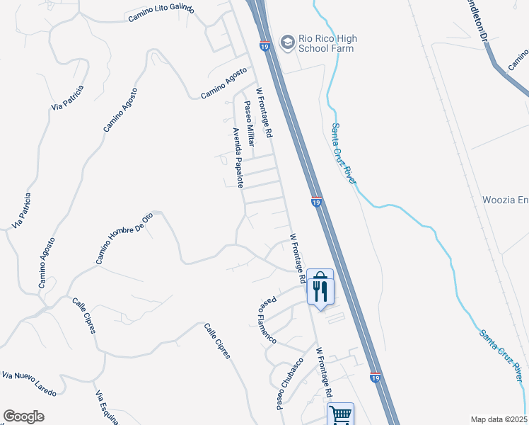 map of restaurants, bars, coffee shops, grocery stores, and more near 424 Jojoba Court in Rio Rico