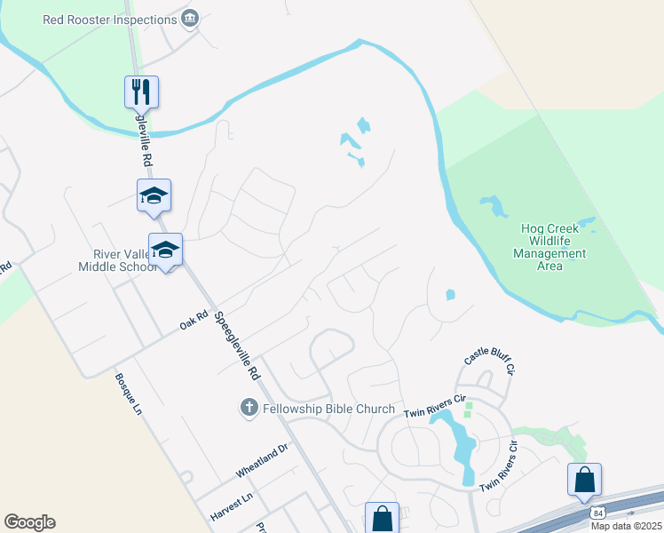 map of restaurants, bars, coffee shops, grocery stores, and more near 526 River Park Road in McGregor
