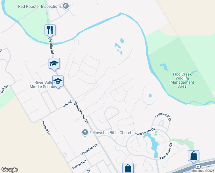 map of restaurants, bars, coffee shops, grocery stores, and more near 526 River Park Road in McGregor