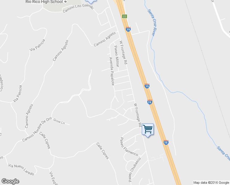 map of restaurants, bars, coffee shops, grocery stores, and more near 515 Avenida Papalote in Rio Rico