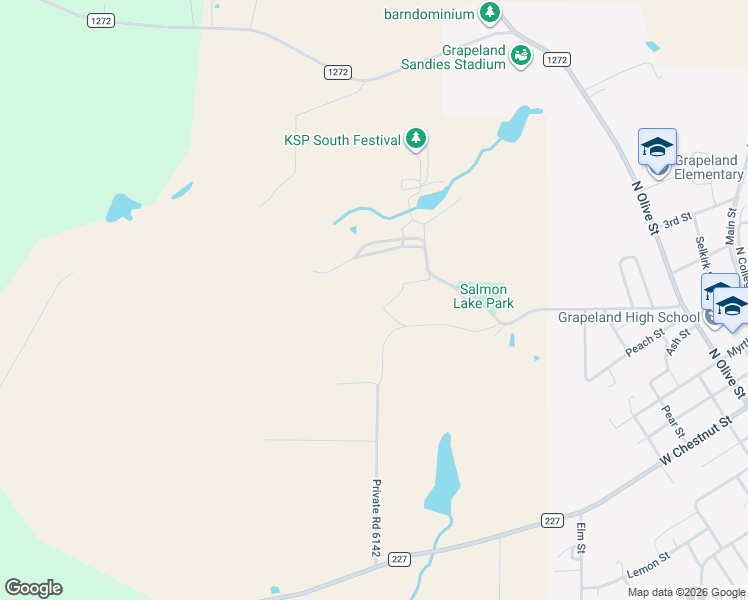 map of restaurants, bars, coffee shops, grocery stores, and more near 467 Salmon Lake Road in Grapeland