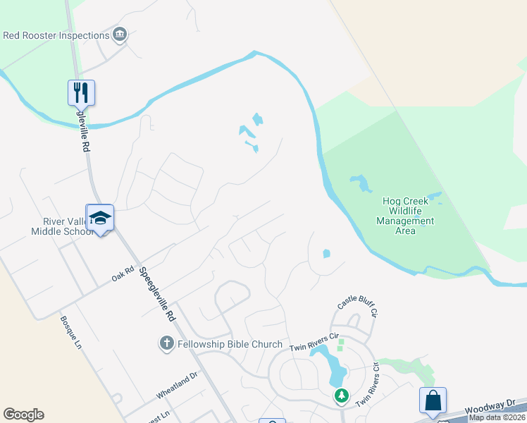 map of restaurants, bars, coffee shops, grocery stores, and more near 537 River Park Road in McGregor
