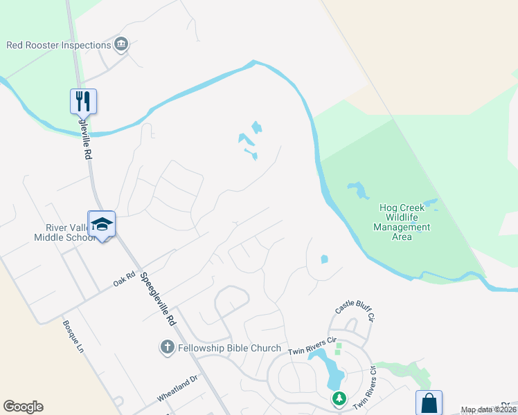 map of restaurants, bars, coffee shops, grocery stores, and more near 537 River Park Road in McGregor