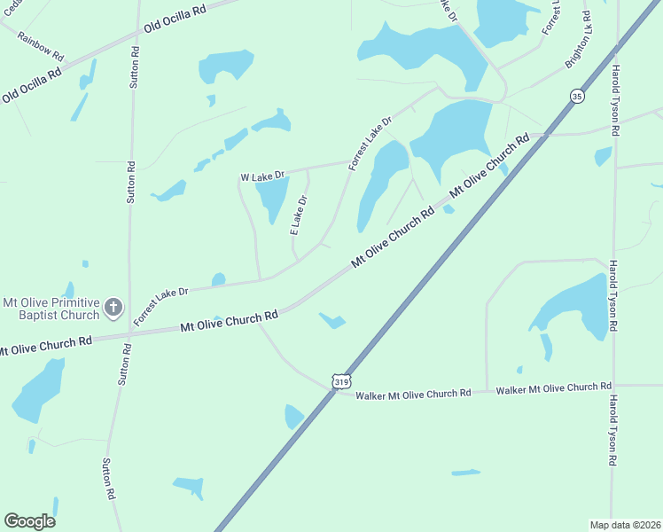 map of restaurants, bars, coffee shops, grocery stores, and more near 290 Mount Olive Church Road in Tifton