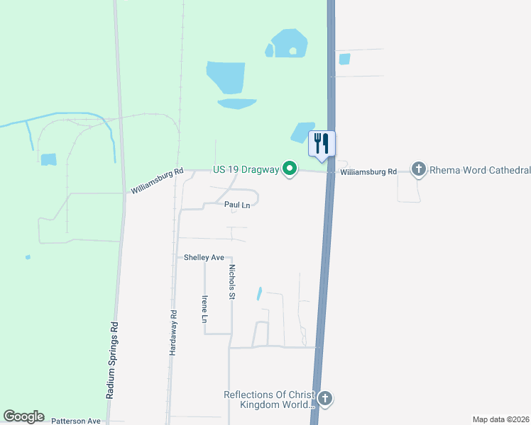 map of restaurants, bars, coffee shops, grocery stores, and more near 1230 Paul Lane in Albany
