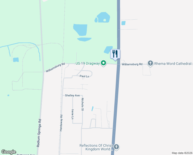 map of restaurants, bars, coffee shops, grocery stores, and more near 1231 Paul Lane in Albany