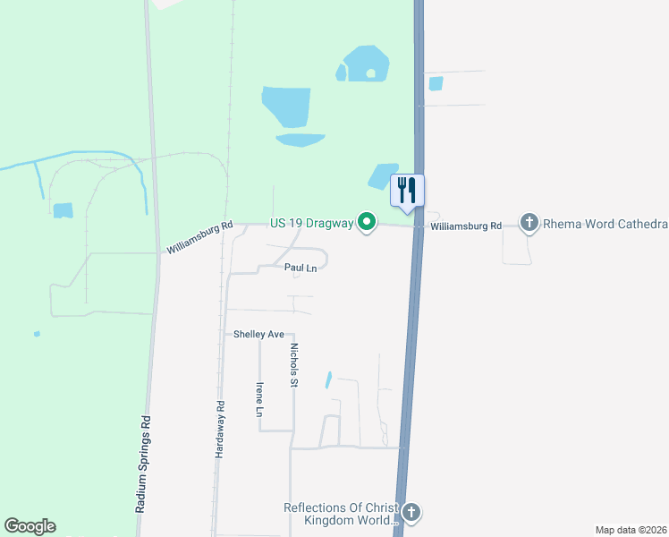 map of restaurants, bars, coffee shops, grocery stores, and more near 1231 Paul Lane in Albany