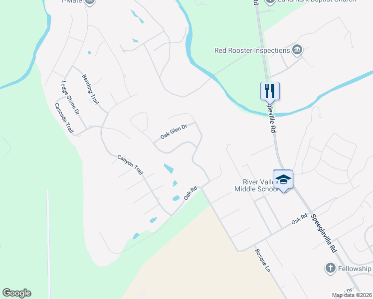 map of restaurants, bars, coffee shops, grocery stores, and more near 2021 Rockbridge Road in McGregor