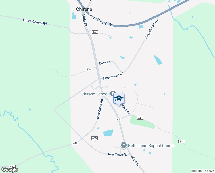 map of restaurants, bars, coffee shops, grocery stores, and more near 142-314 Gingerbread Lane in Chireno