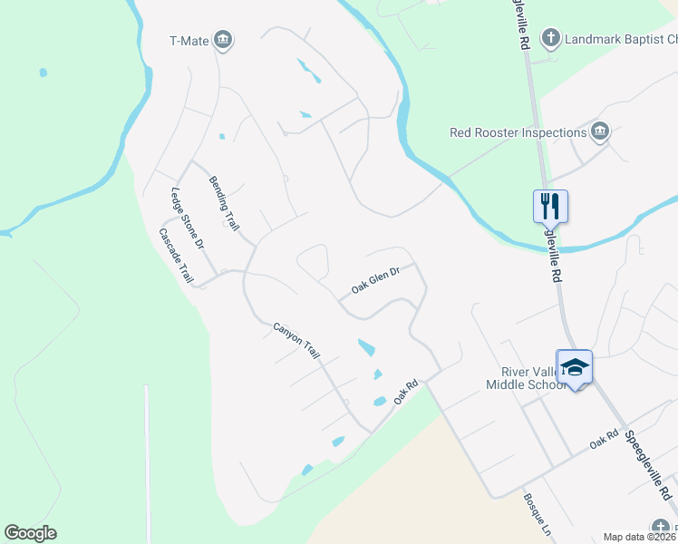 map of restaurants, bars, coffee shops, grocery stores, and more near 3111 Rockbridge Road in McGregor