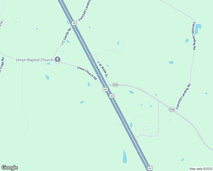 map of restaurants, bars, coffee shops, grocery stores, and more near Mississippi 598 in Seminary