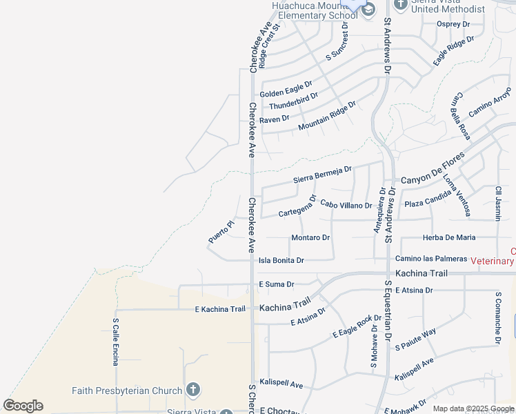 map of restaurants, bars, coffee shops, grocery stores, and more near 3838 Cabo Cope Drive in Sierra Vista