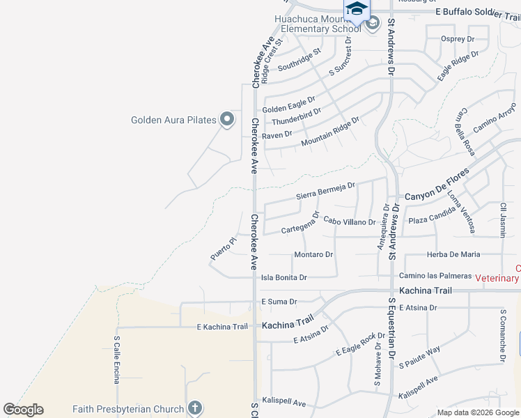 map of restaurants, bars, coffee shops, grocery stores, and more near 3780 Cabo Cope Drive in Sierra Vista