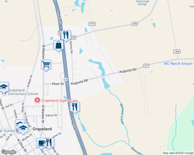 map of restaurants, bars, coffee shops, grocery stores, and more near 703 El Lago Drive in Grapeland