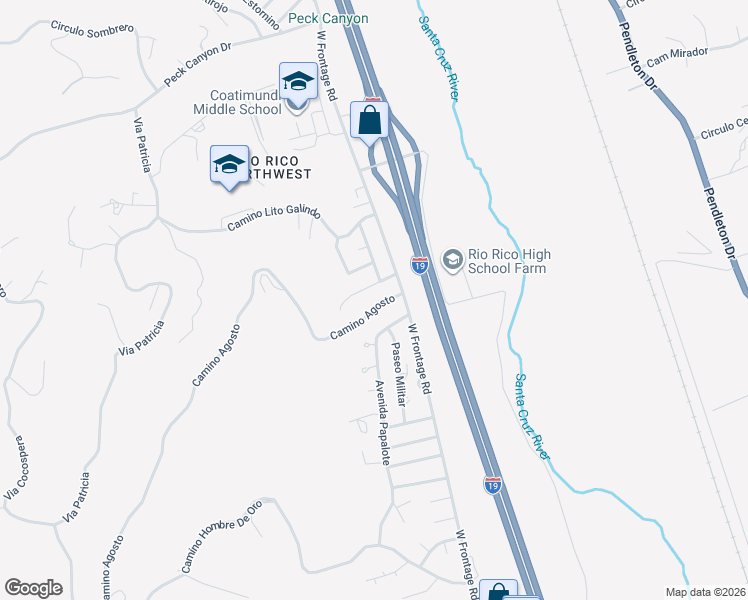 map of restaurants, bars, coffee shops, grocery stores, and more near 422 Camino Agosto in Rio Rico