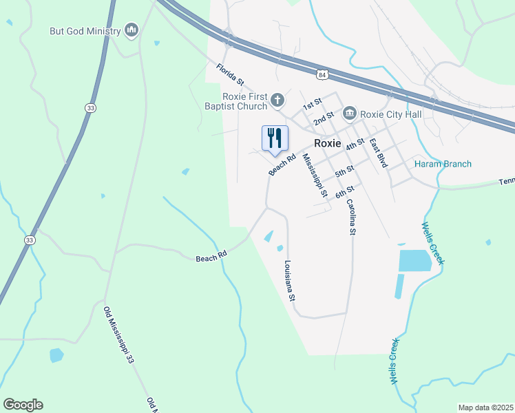 map of restaurants, bars, coffee shops, grocery stores, and more near 58 Beach Road in Roxie