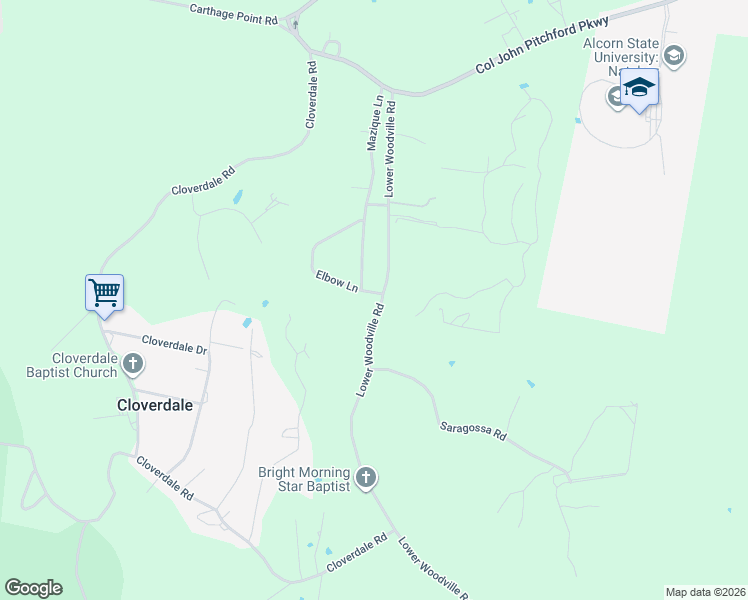 map of restaurants, bars, coffee shops, grocery stores, and more near 442 Lower Woodville Road in Natchez