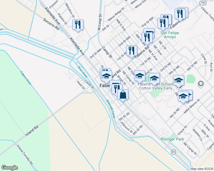 map of restaurants, bars, coffee shops, grocery stores, and more near in Fabens