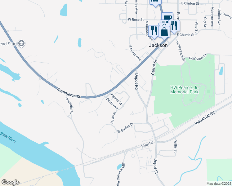 map of restaurants, bars, coffee shops, grocery stores, and more near 155 Echo Ridge Drive in Jackson