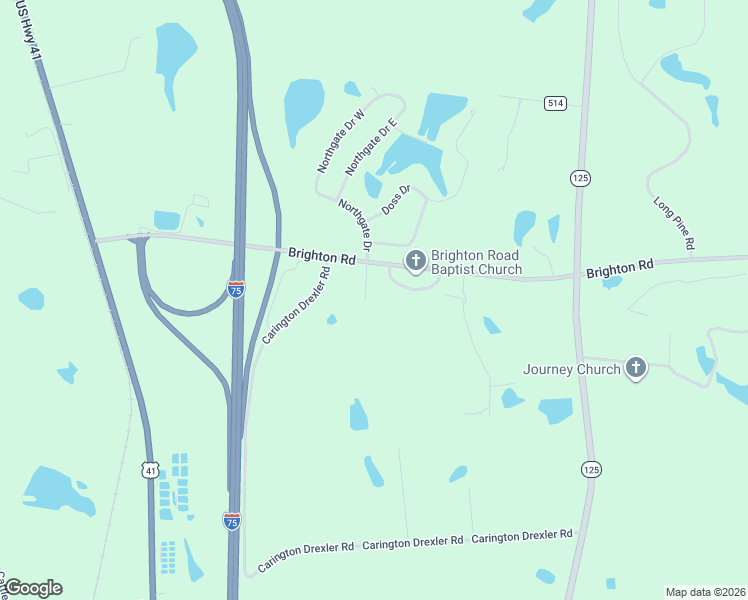 map of restaurants, bars, coffee shops, grocery stores, and more near 140 Brighton Road in Tifton