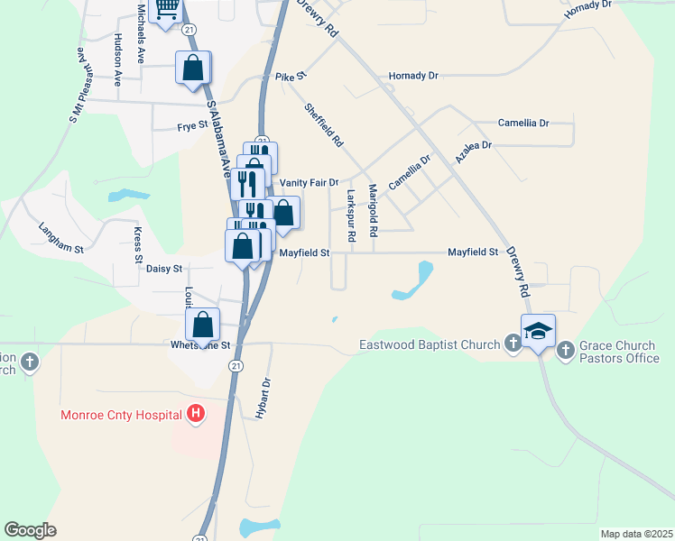map of restaurants, bars, coffee shops, grocery stores, and more near 210 Mayfield Street in Monroeville