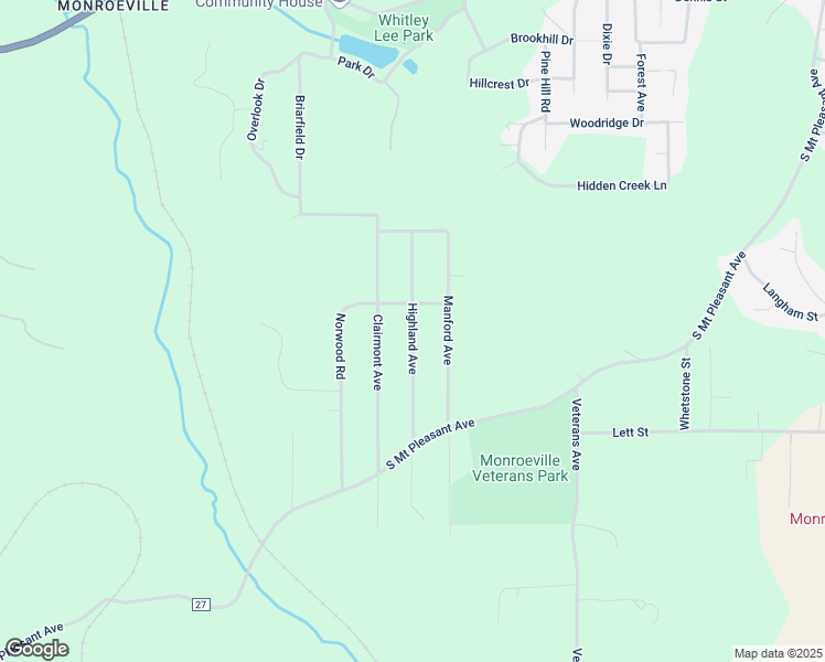 map of restaurants, bars, coffee shops, grocery stores, and more near Highland Avenue in Monroeville