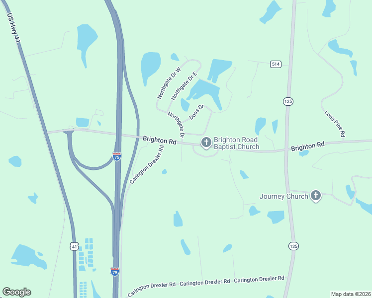 map of restaurants, bars, coffee shops, grocery stores, and more near 140 Brighton Road in Tifton