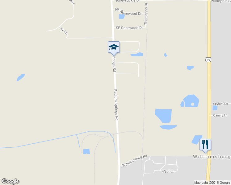 map of restaurants, bars, coffee shops, grocery stores, and more near 3402 Radium Springs Road in Albany