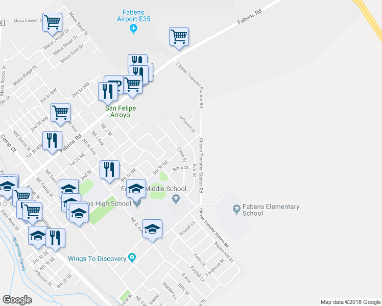 map of restaurants, bars, coffee shops, grocery stores, and more near 629 Avo Street in Fabens