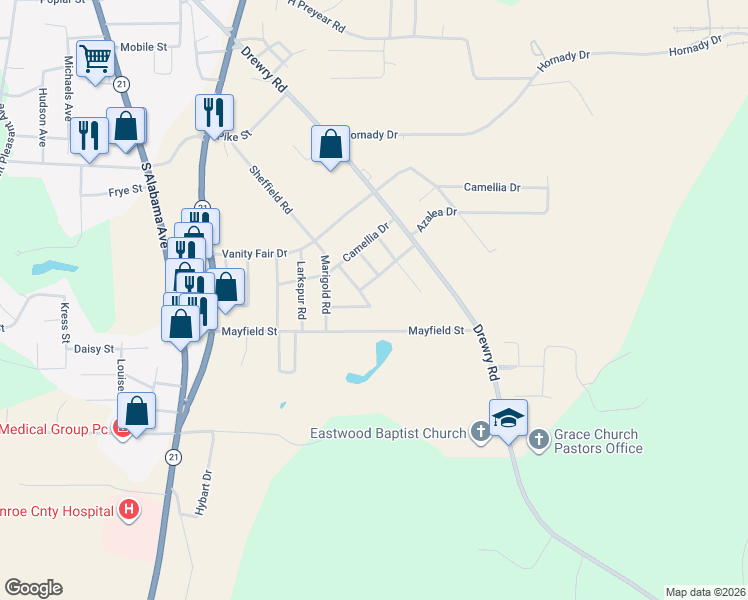 map of restaurants, bars, coffee shops, grocery stores, and more near 1800-1810 Hollyhock Road in Monroeville