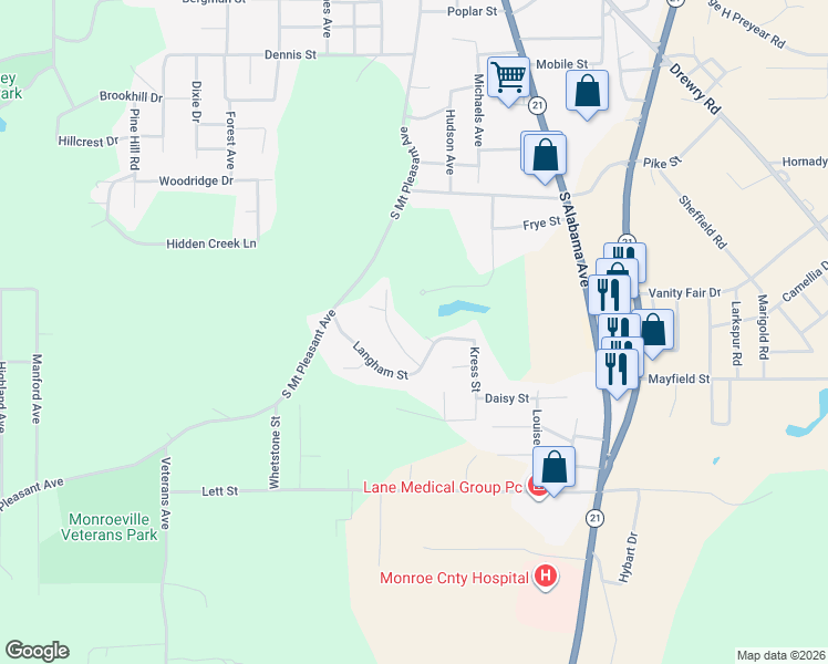 map of restaurants, bars, coffee shops, grocery stores, and more near 154-180 Langham St in Monroeville