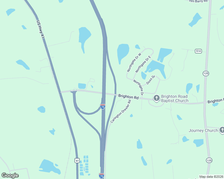 map of restaurants, bars, coffee shops, grocery stores, and more near 89 Brighton Road in Tifton