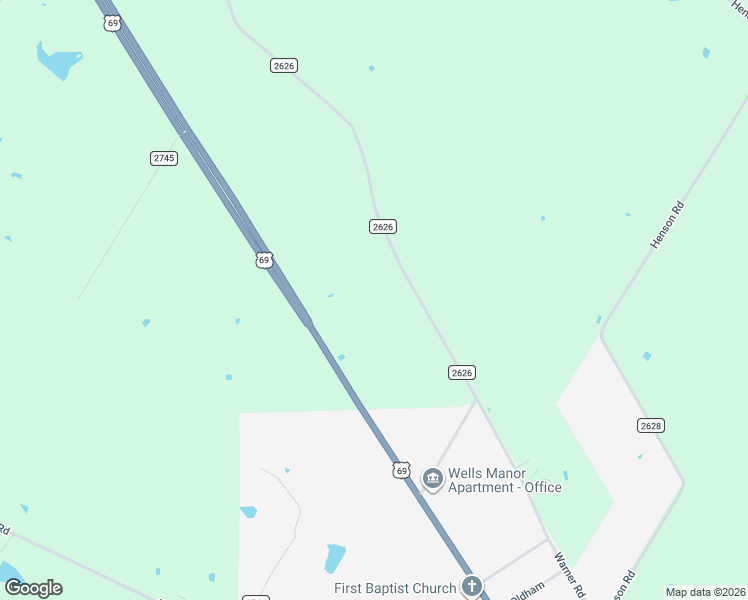 map of restaurants, bars, coffee shops, grocery stores, and more near 1609 Cr 2626 in Wells
