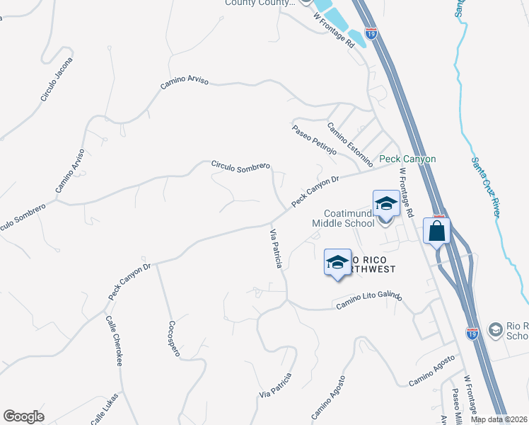 map of restaurants, bars, coffee shops, grocery stores, and more near 580 Alcanfor Court in Rio Rico
