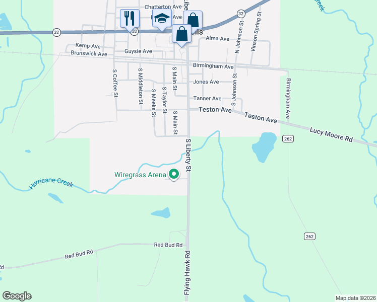 map of restaurants, bars, coffee shops, grocery stores, and more near S Liberty St in Nicholls