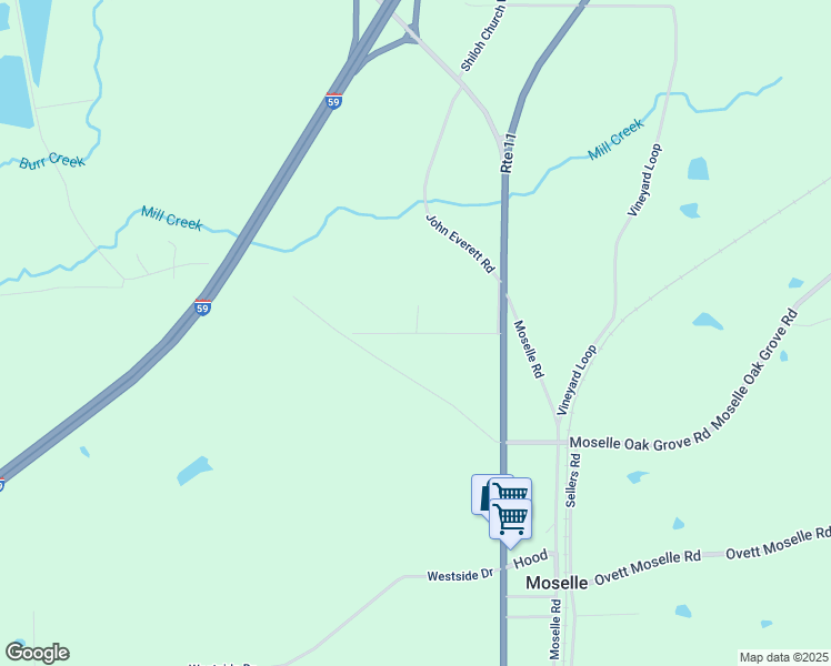 map of restaurants, bars, coffee shops, grocery stores, and more near 35 Moselle Bounds Road in Moselle