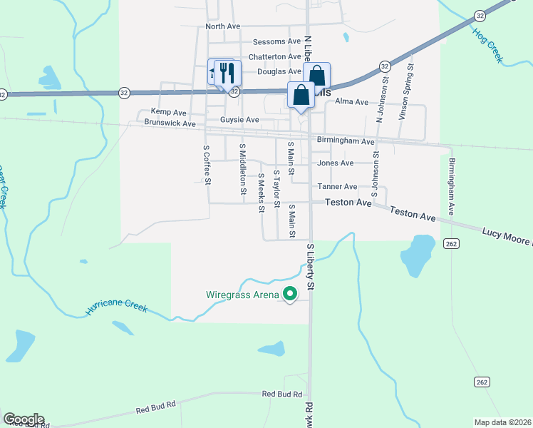 map of restaurants, bars, coffee shops, grocery stores, and more near 405 South Meeks Street in Nicholls