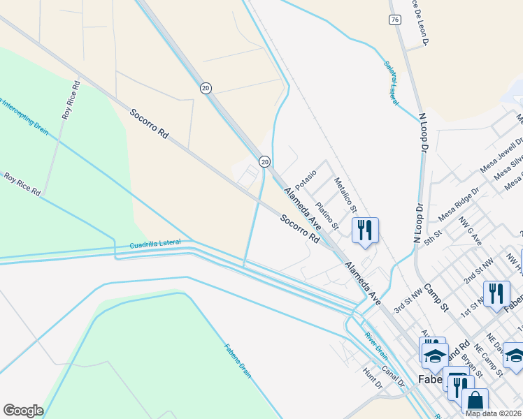 map of restaurants, bars, coffee shops, grocery stores, and more near 16001 Socorro Road in Fabens