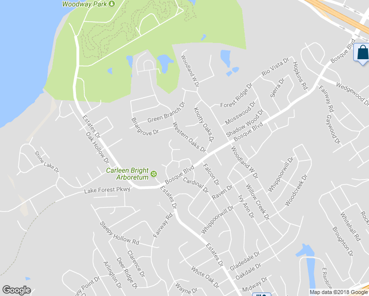 map of restaurants, bars, coffee shops, grocery stores, and more near 8900 Valley Brook Circle in Woodway