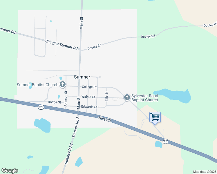 map of restaurants, bars, coffee shops, grocery stores, and more near 601 College Street in Sumner