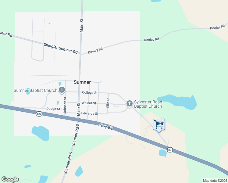 map of restaurants, bars, coffee shops, grocery stores, and more near 601 College Street in Sumner