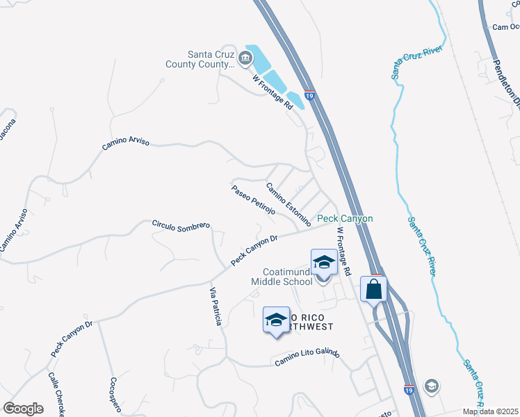 map of restaurants, bars, coffee shops, grocery stores, and more near 520 Andres Court in Rio Rico