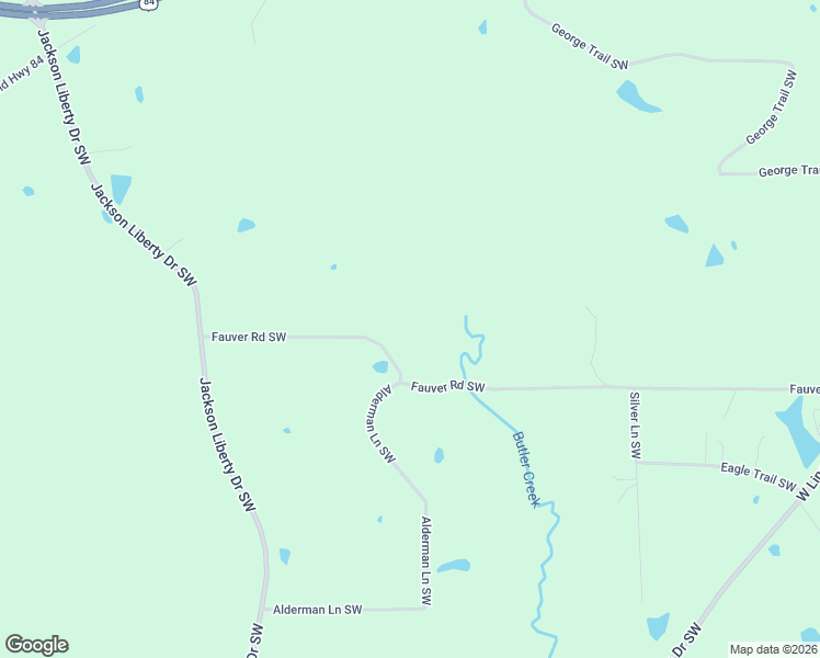 map of restaurants, bars, coffee shops, grocery stores, and more near 1305 Fauver Road Southwest in Brookhaven