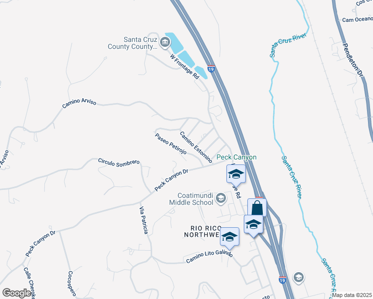 map of restaurants, bars, coffee shops, grocery stores, and more near 520 Andres Court in Rio Rico